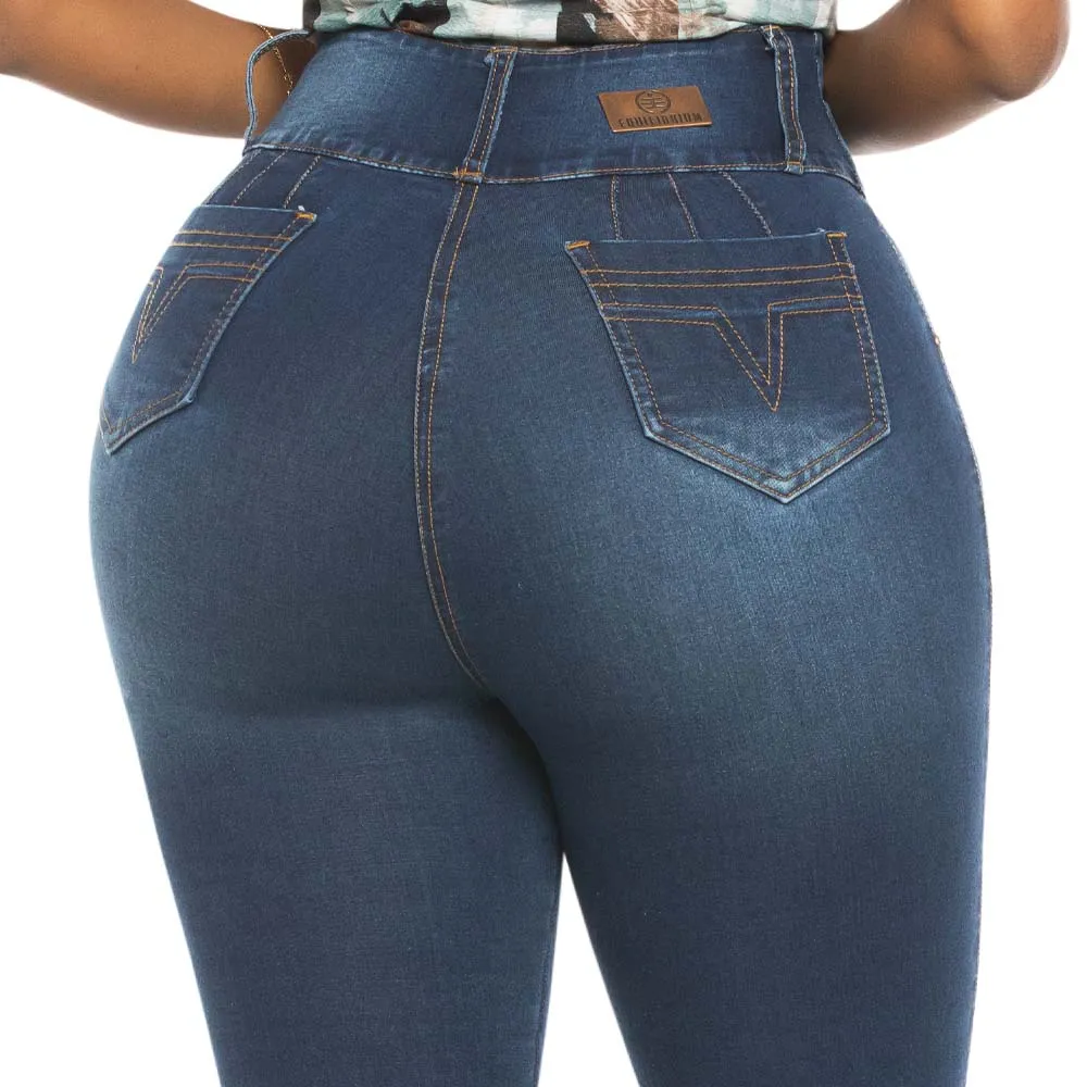 Classic Skinny Curvy BBL Blue Jeans for women - J8742C