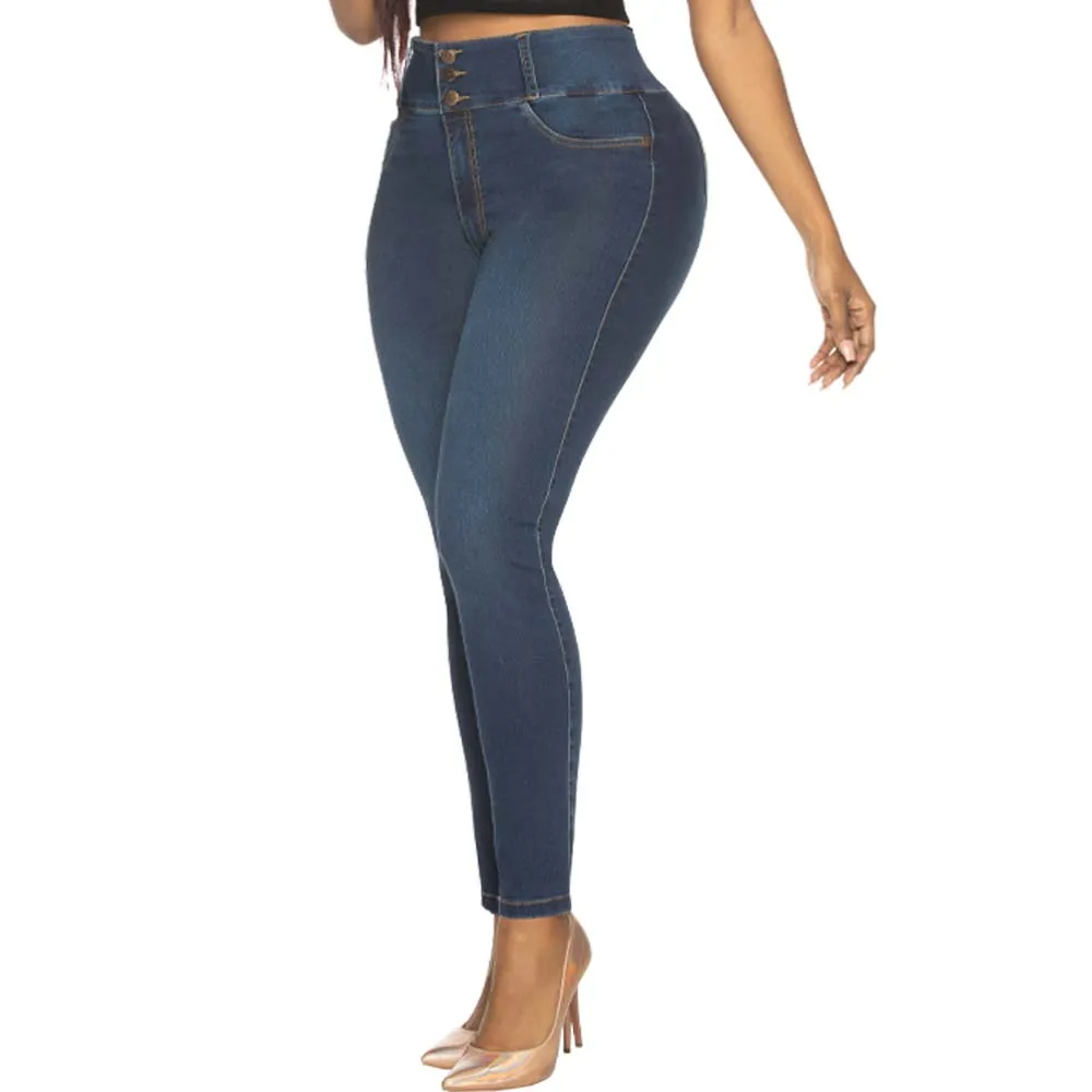 Classic Skinny Curvy BBL Blue Jeans for women - J8742C