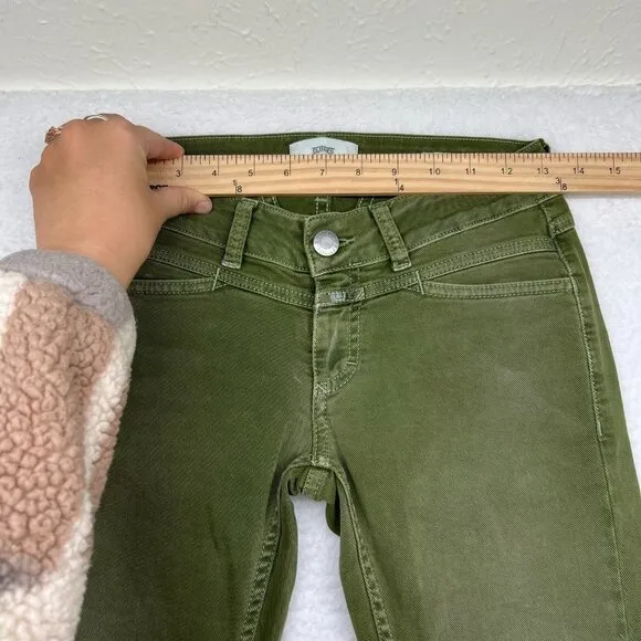 Closed | Women’s Glow Straight Leg Raw Hem Jeans in Green Size 26