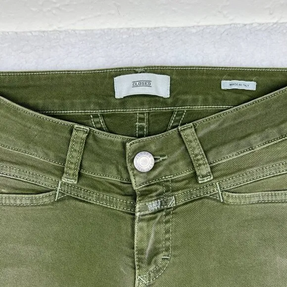 Closed | Women’s Glow Straight Leg Raw Hem Jeans in Green Size 26