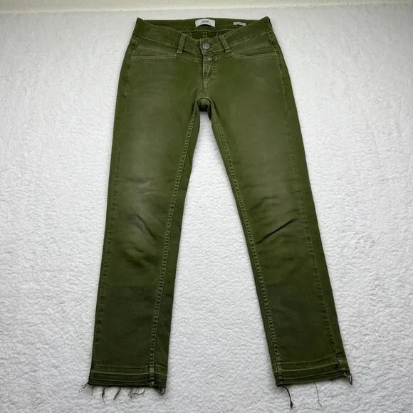 Closed | Women’s Glow Straight Leg Raw Hem Jeans in Green Size 26