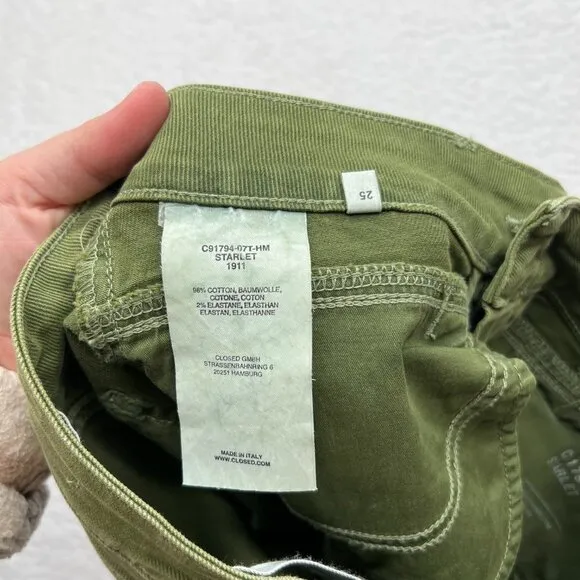 Closed | Women’s Glow Straight Leg Raw Hem Jeans in Green Size 26