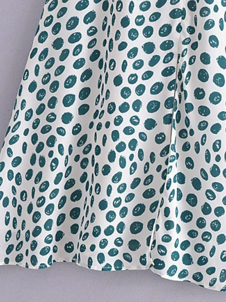 CM-D122414 Women Elegant European Style Printed Split Sleeveless Dress