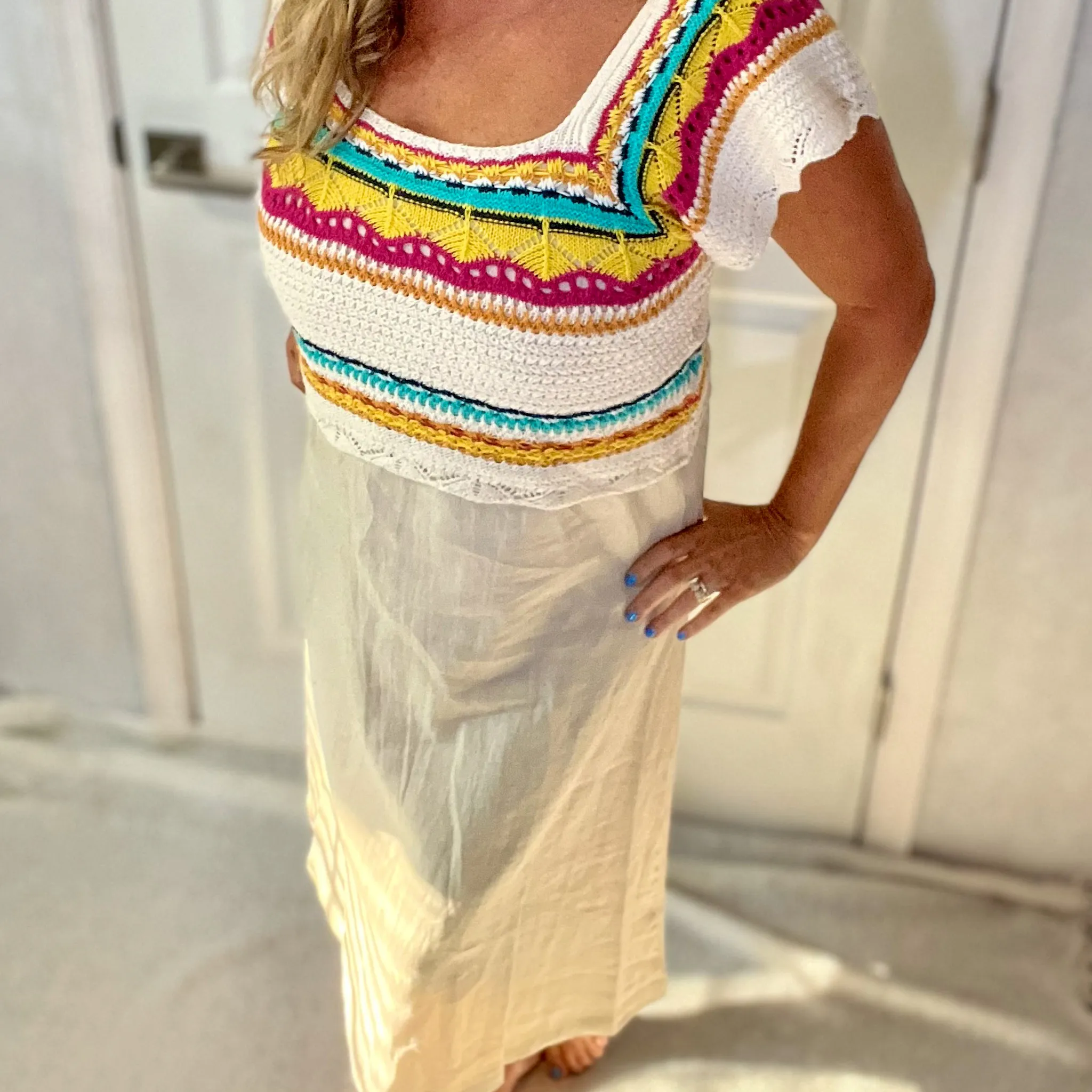 Coastal Life Sleeveless Thin Strapped Linen Blend Long Dress