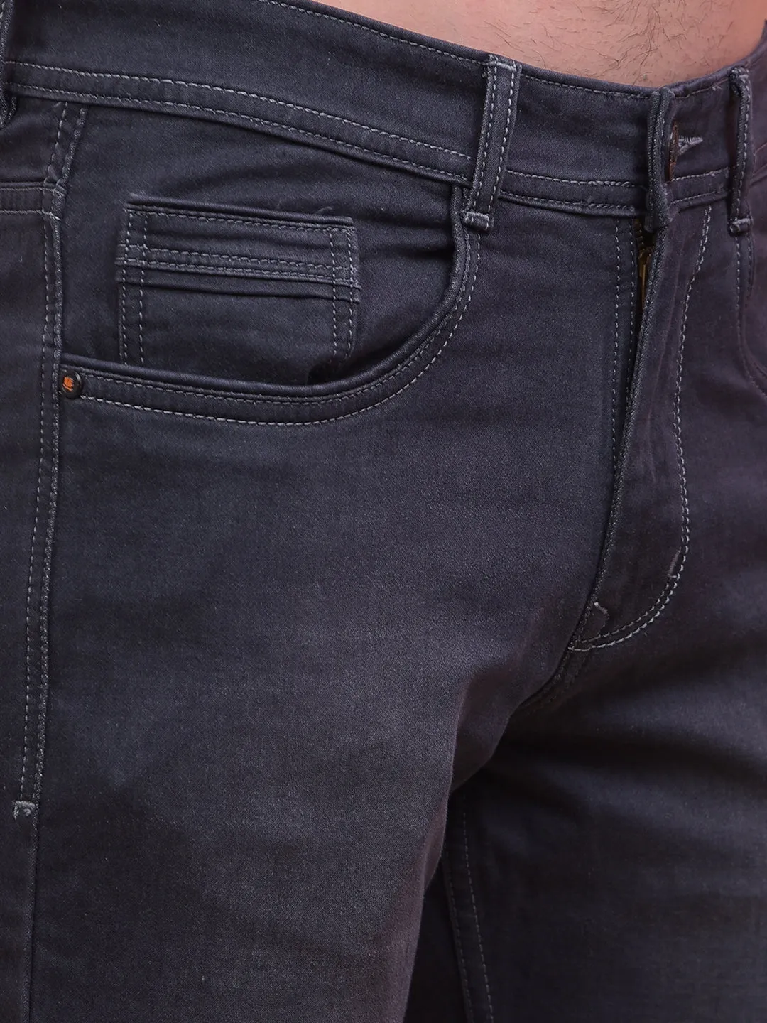 COBB DARK GREY STRAIGHT-FIT PREMIUM JEANS