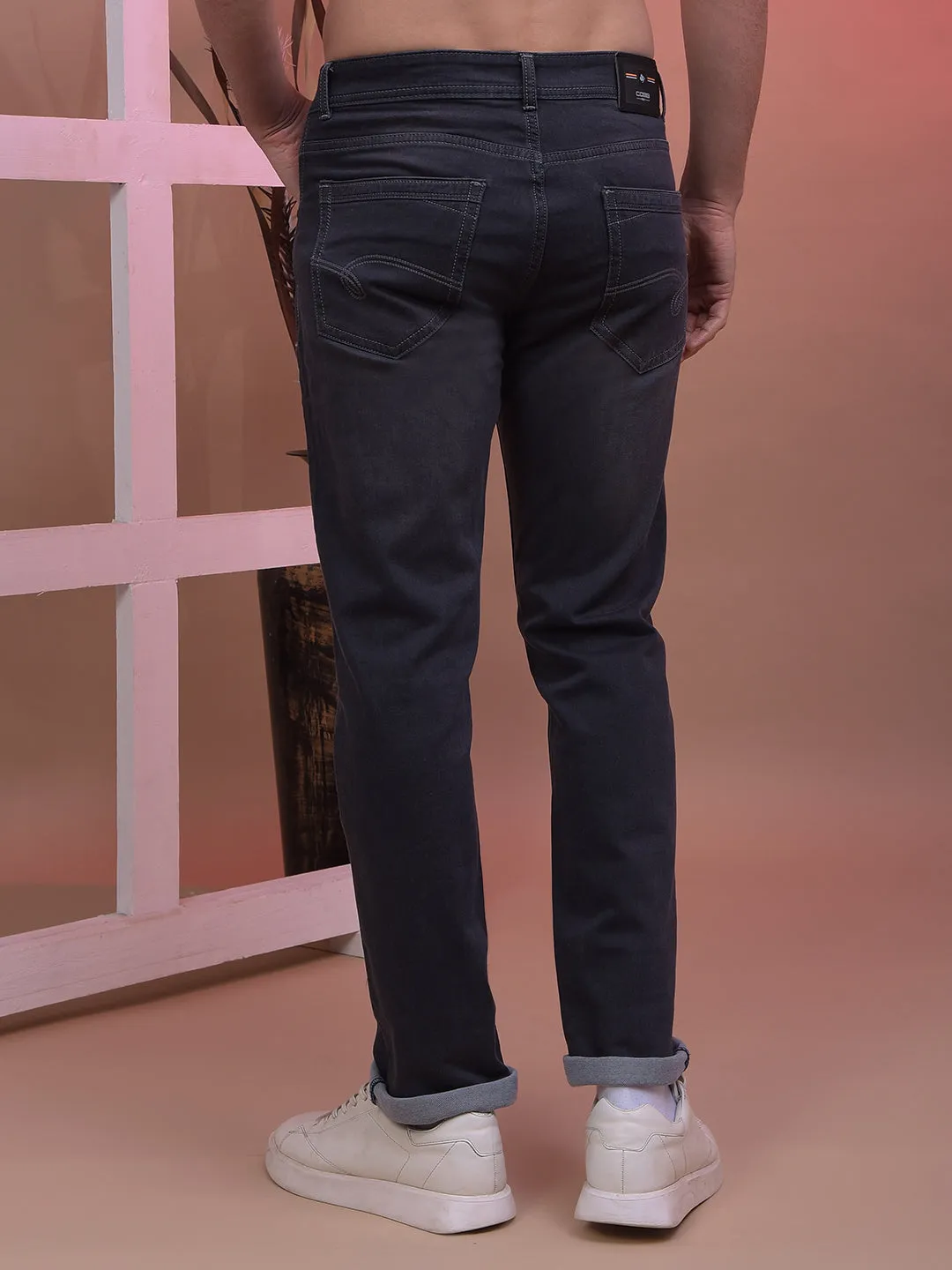 COBB DARK GREY STRAIGHT-FIT PREMIUM JEANS