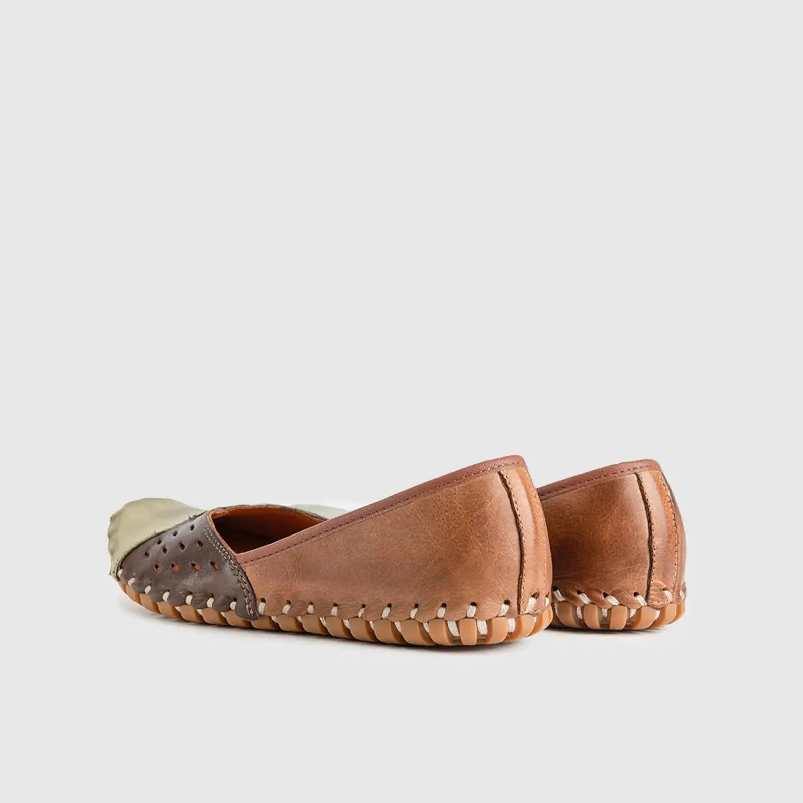 Comfort Leather Casuals 1208 Green/Brown Multi