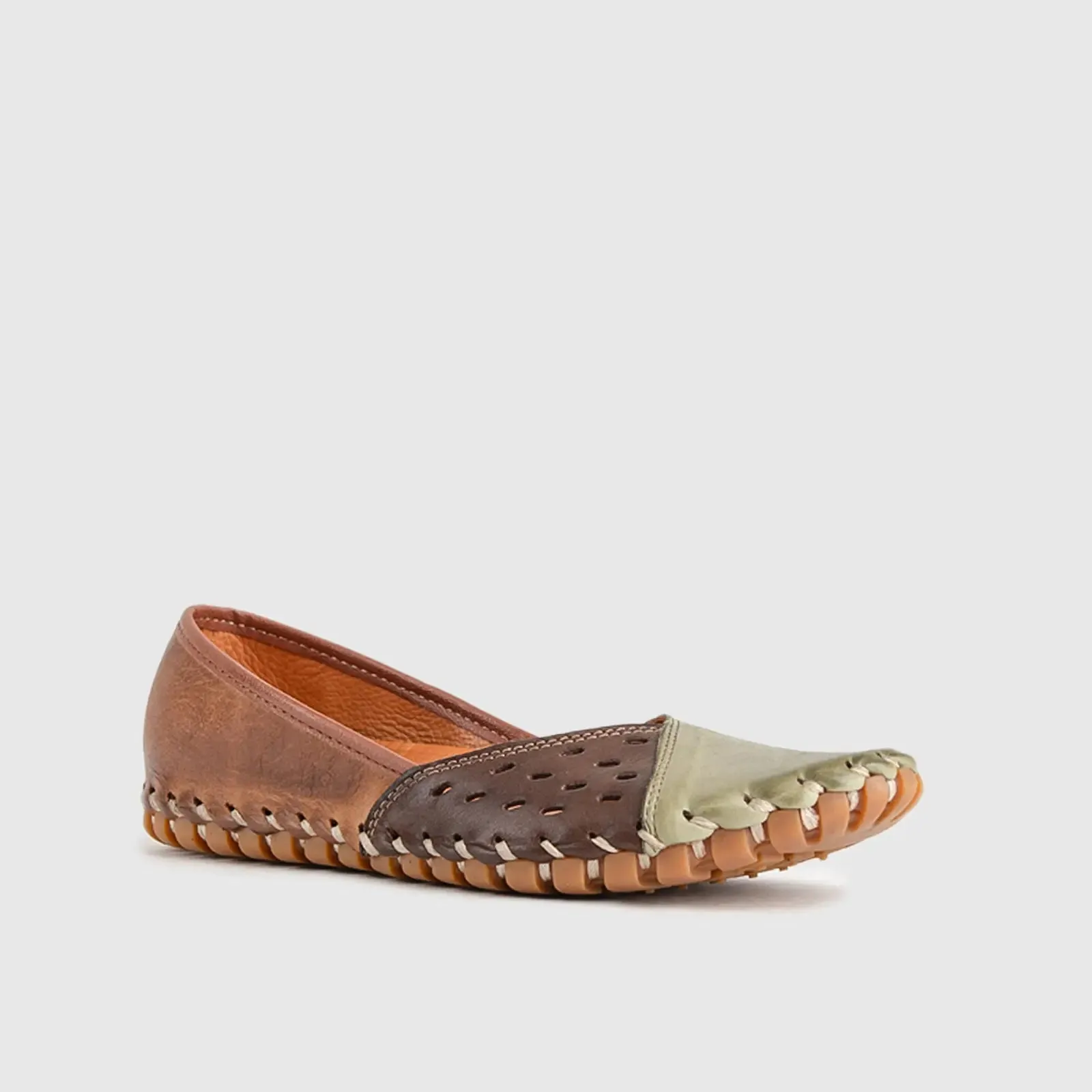 Comfort Leather Casuals 1208 Green/Brown Multi