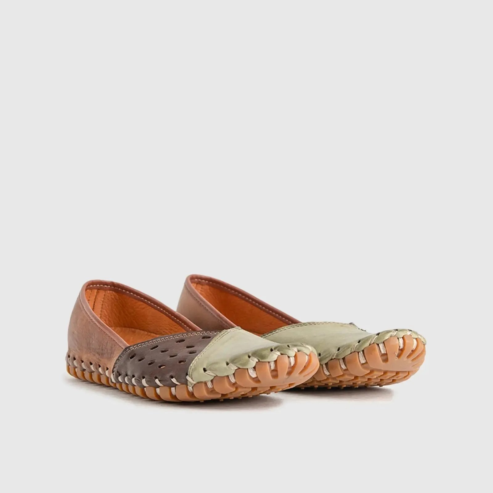 Comfort Leather Casuals 1208 Green/Brown Multi