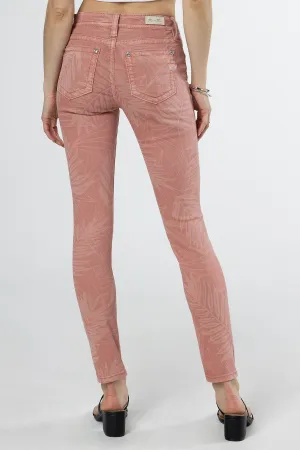 Coral Leaves Skinny Jeans