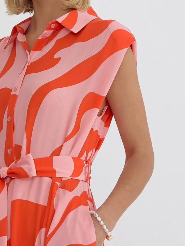 Coral   Red Printed Maxi Dress