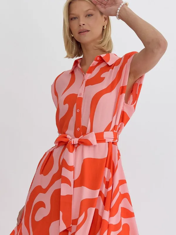 Coral   Red Printed Maxi Dress