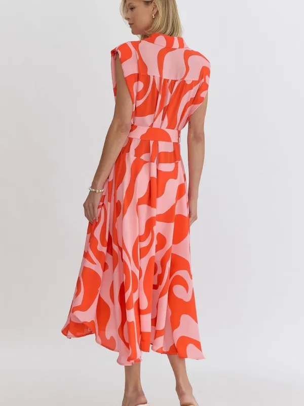 Coral   Red Printed Maxi Dress