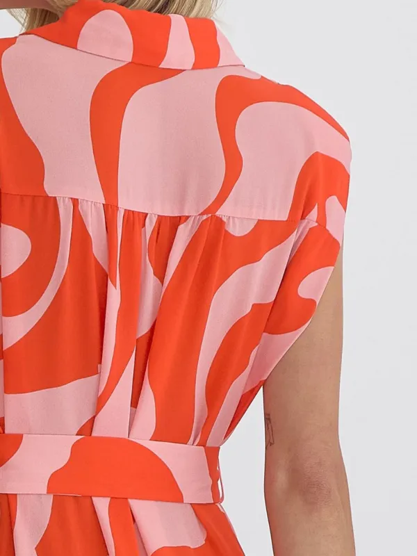 Coral   Red Printed Maxi Dress