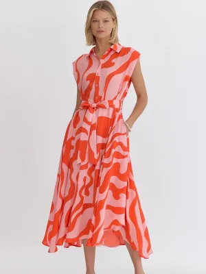 Coral   Red Printed Maxi Dress