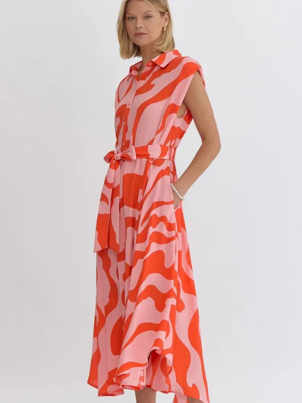 Coral   Red Printed Maxi Dress