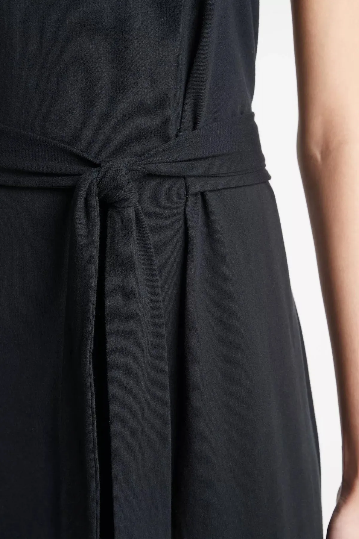 Cotton Sleeveless Wrap Dress in Black