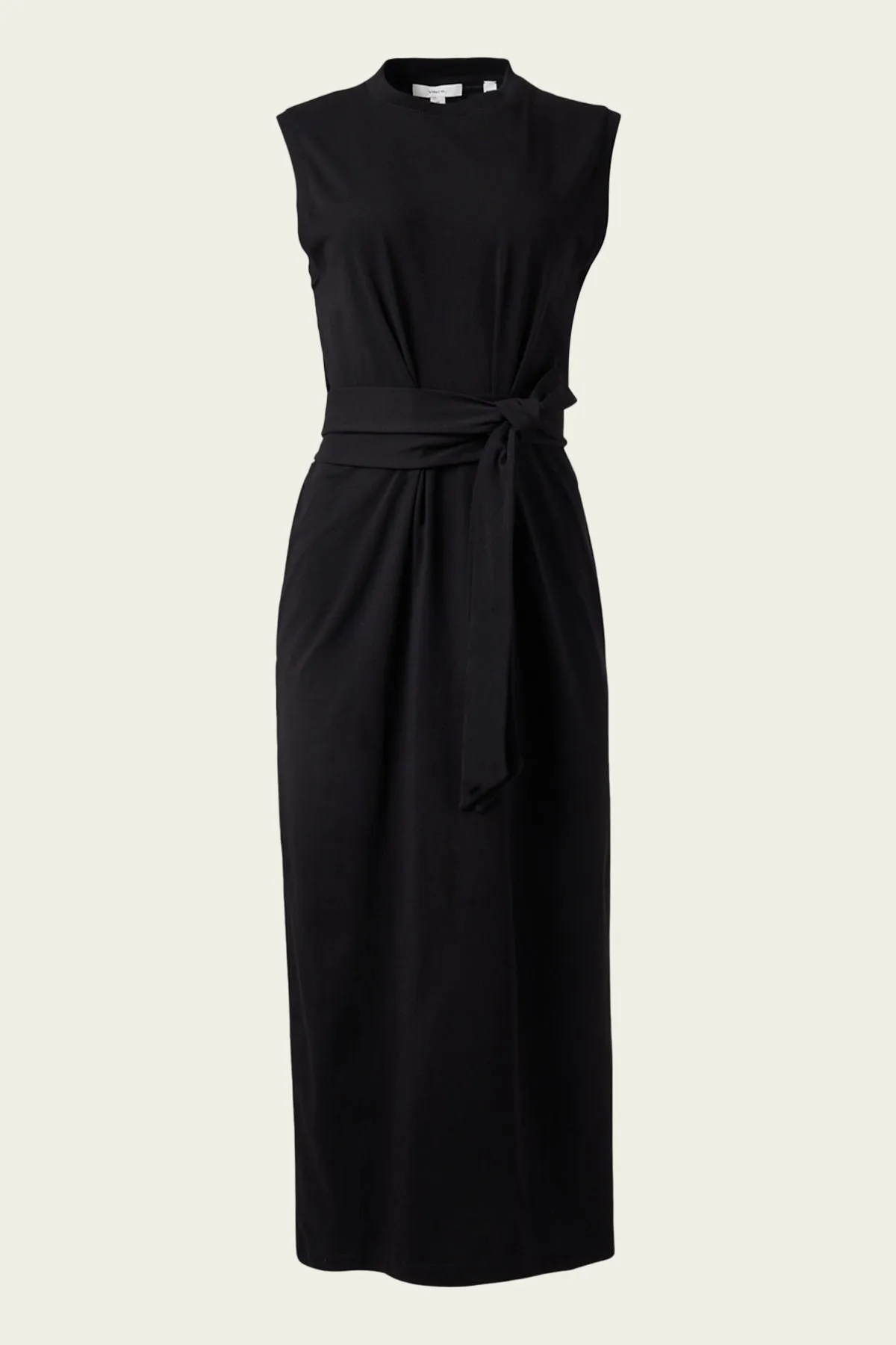 Cotton Sleeveless Wrap Dress in Black