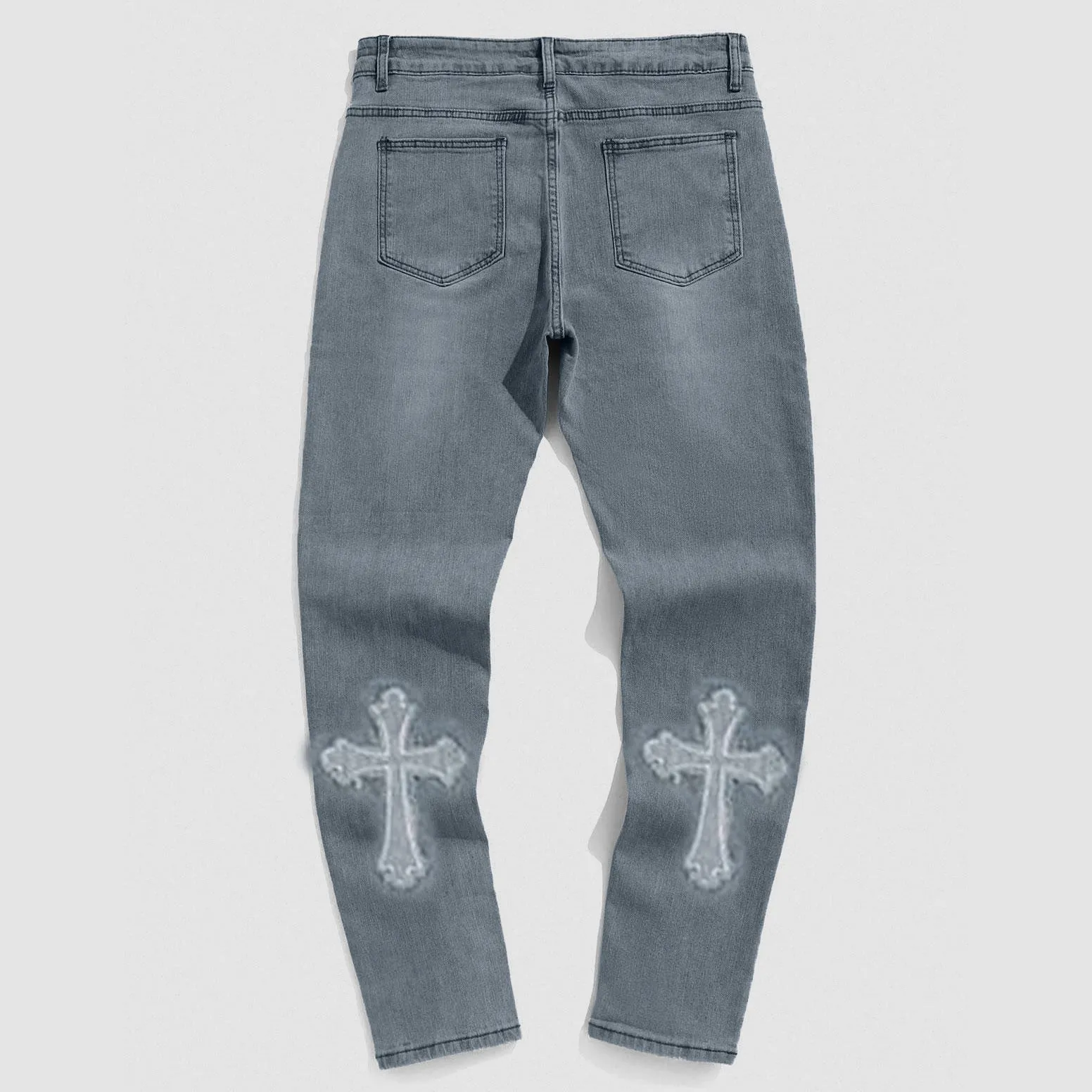 Cross Patch Hip Hop Straight-Leg Jeans