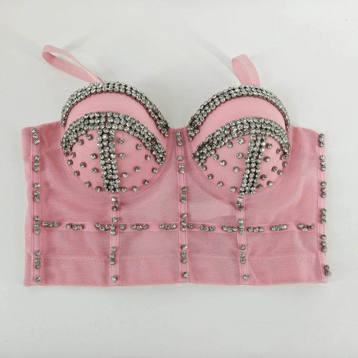 Crystal Rhinestone Decorated Cami Bustier Bralette