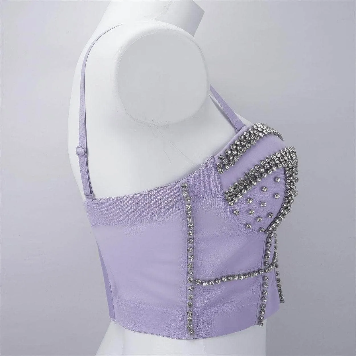 Crystal Rhinestone Decorated Cami Bustier Bralette