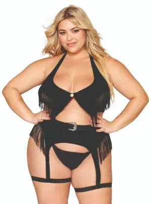 Curvy Western Seductress Bralette and Garter Costume