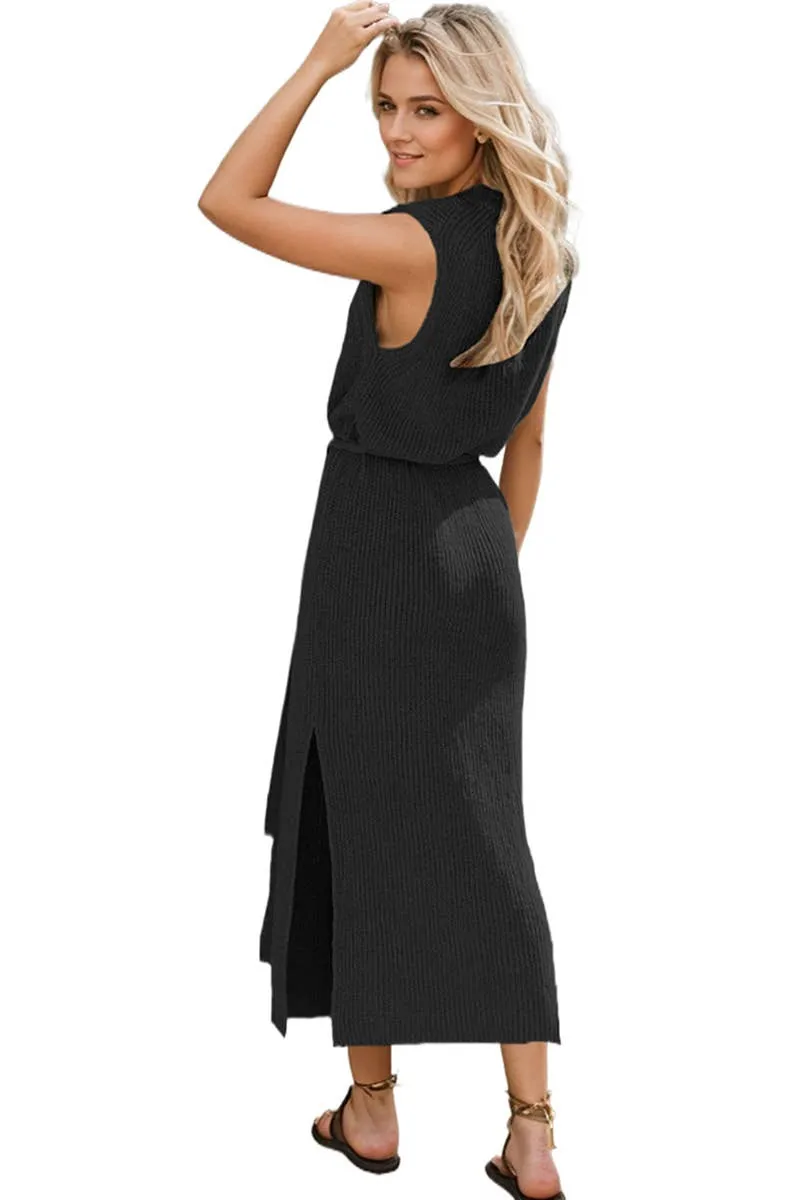 CWDMD4452_NEW ROUND NECK FASHIONABLE KNITTED DRESS