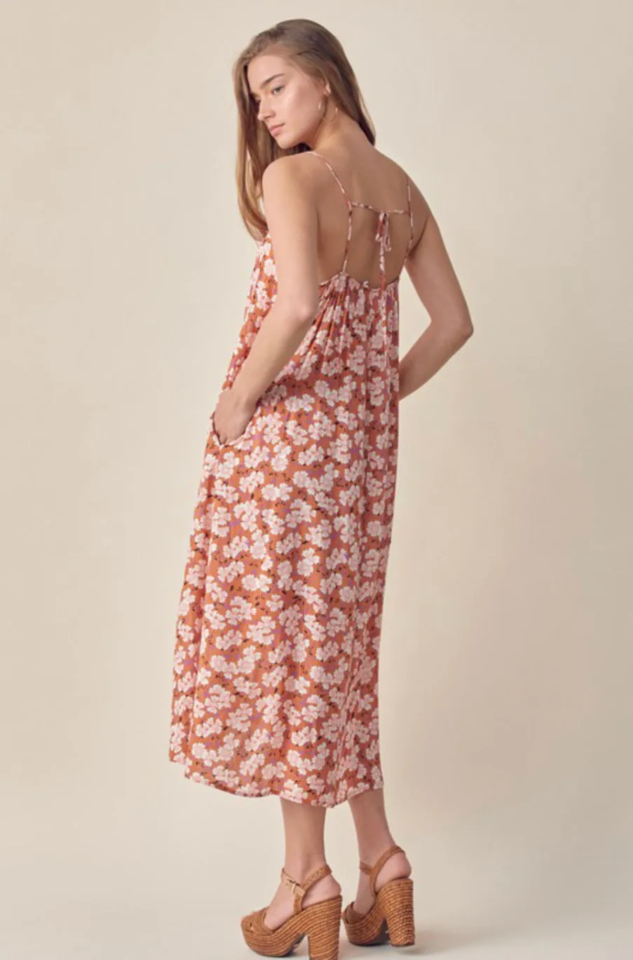 D52 H BACK FLORAL MIDI DRESS