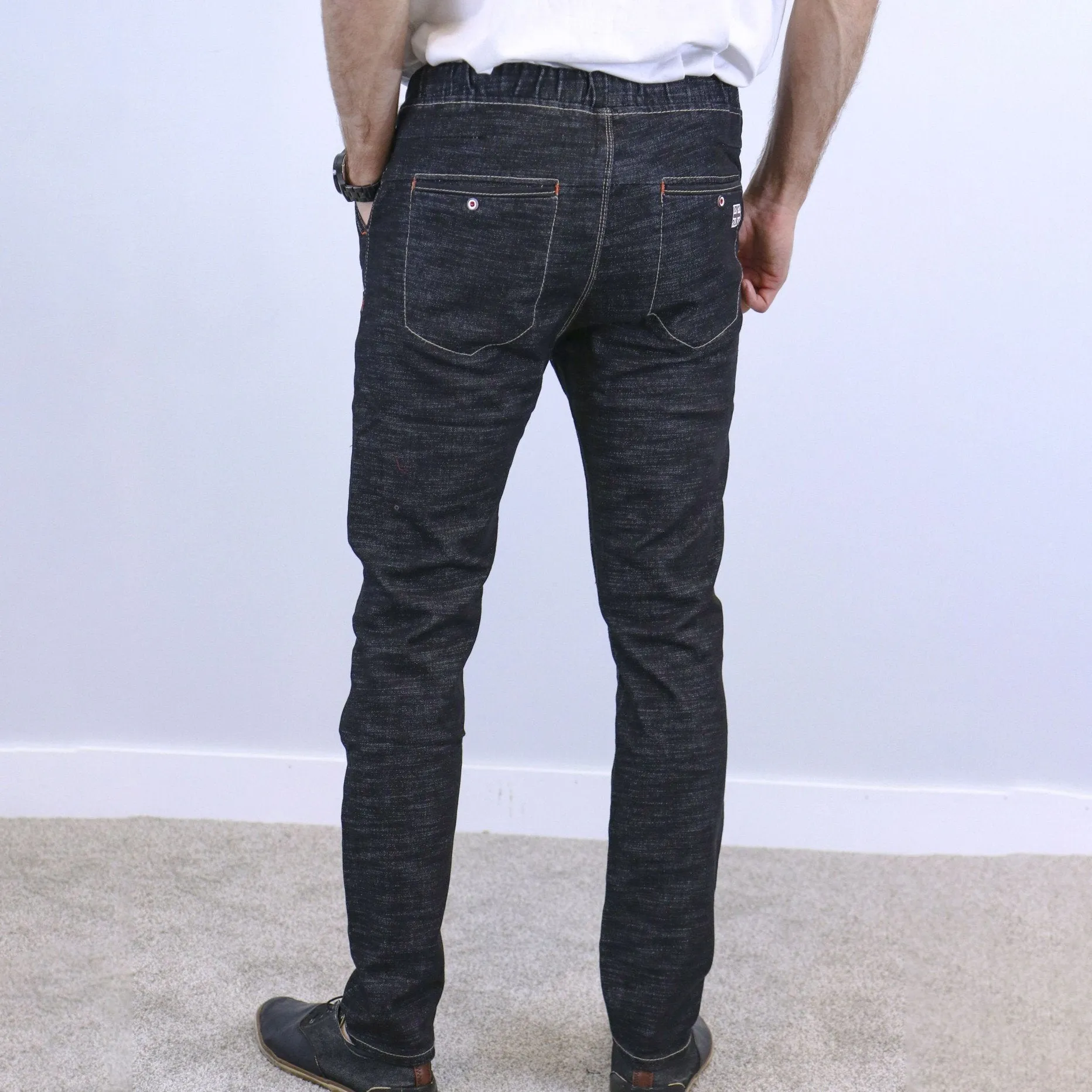 Dark Grey Slim Fit Jogger Jeans For Men - Fashion Skinny Cotton Sweatpants Zipper with Pockets