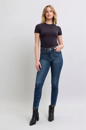 Dark Mid Rise Tummy Control Vintage Wash Skinny Judy Blue Jeans 11/26/24 9352