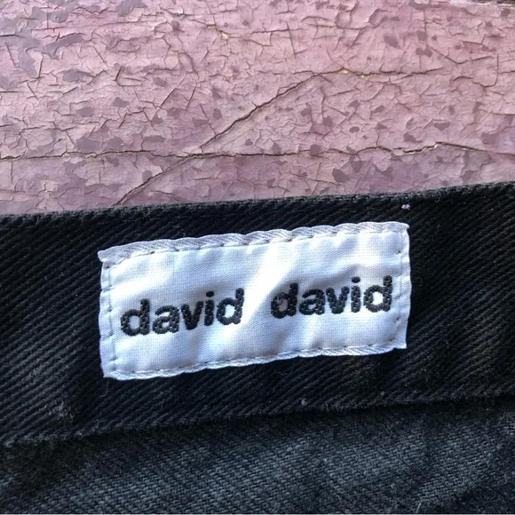 David David Vintage High Rise Black Jeans Cheetah Print Back Pockets Studded