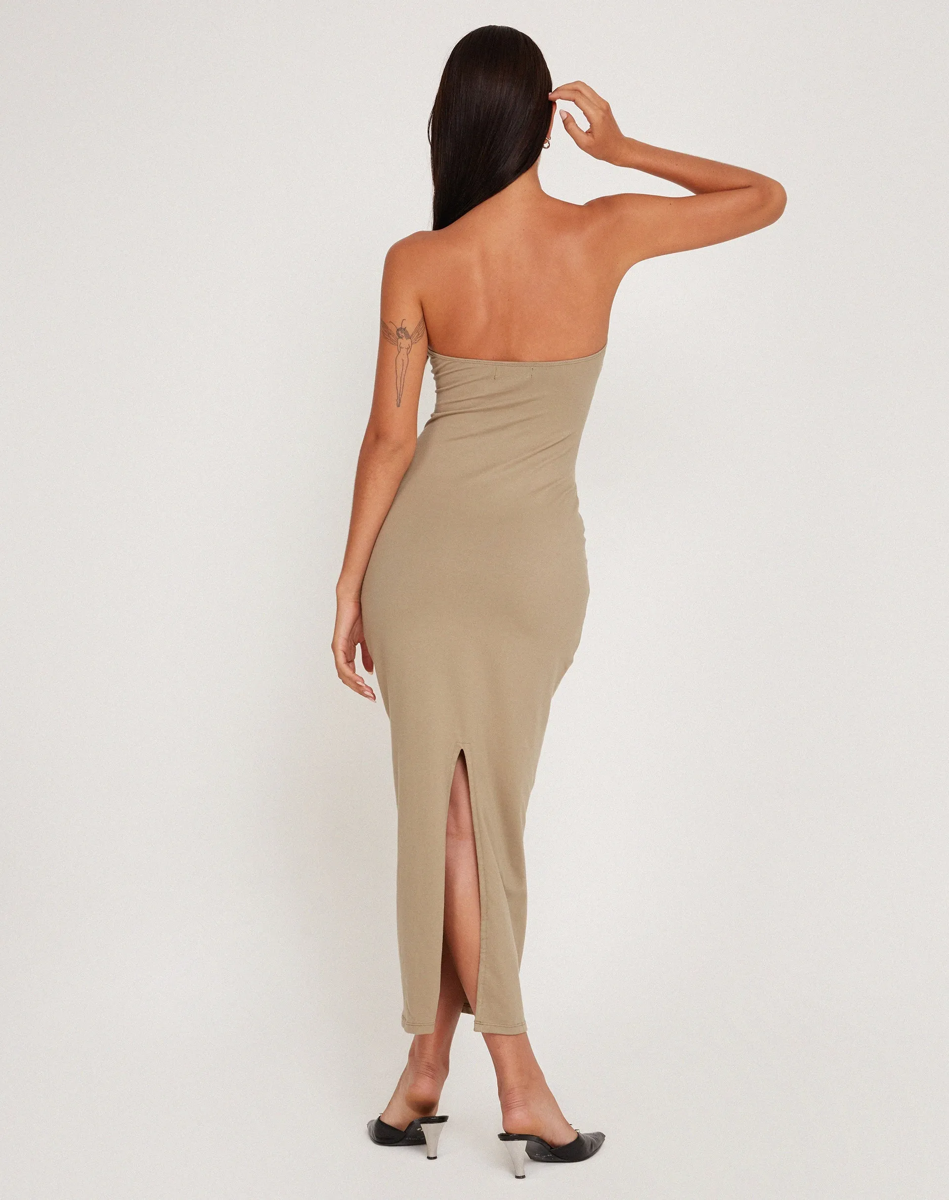 Dayuna Bandeau Midi Dress in London Fog