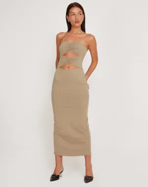 Dayuna Bandeau Midi Dress in London Fog
