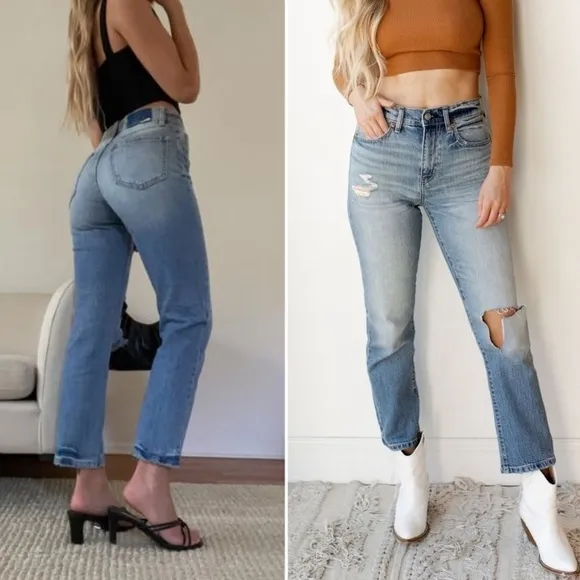 Daze Fool's Gold Straight Up High Rise Straight Leg Ankle Crop Jeans 27