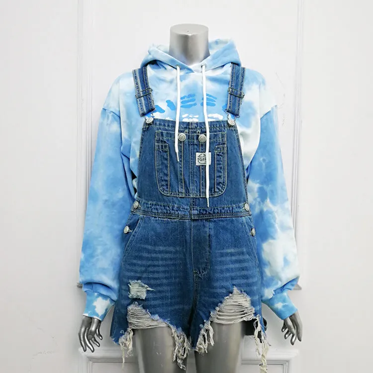 Dazzle Dye Distressed Overall Fusion