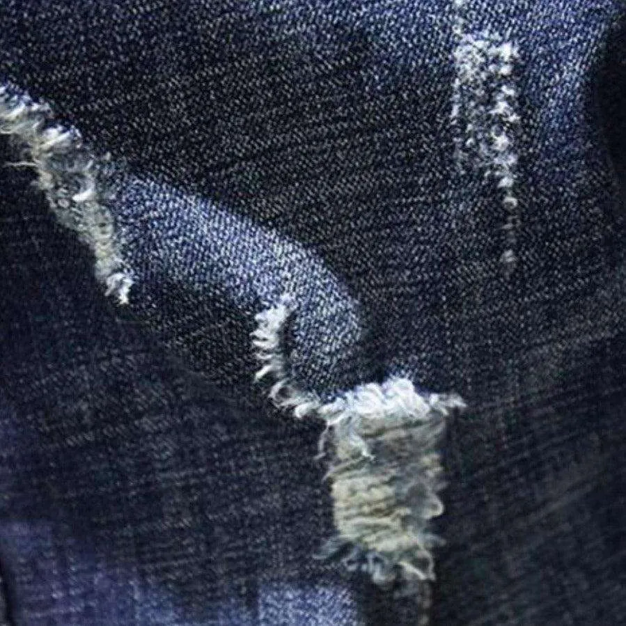 Denim blue ripped men jeans