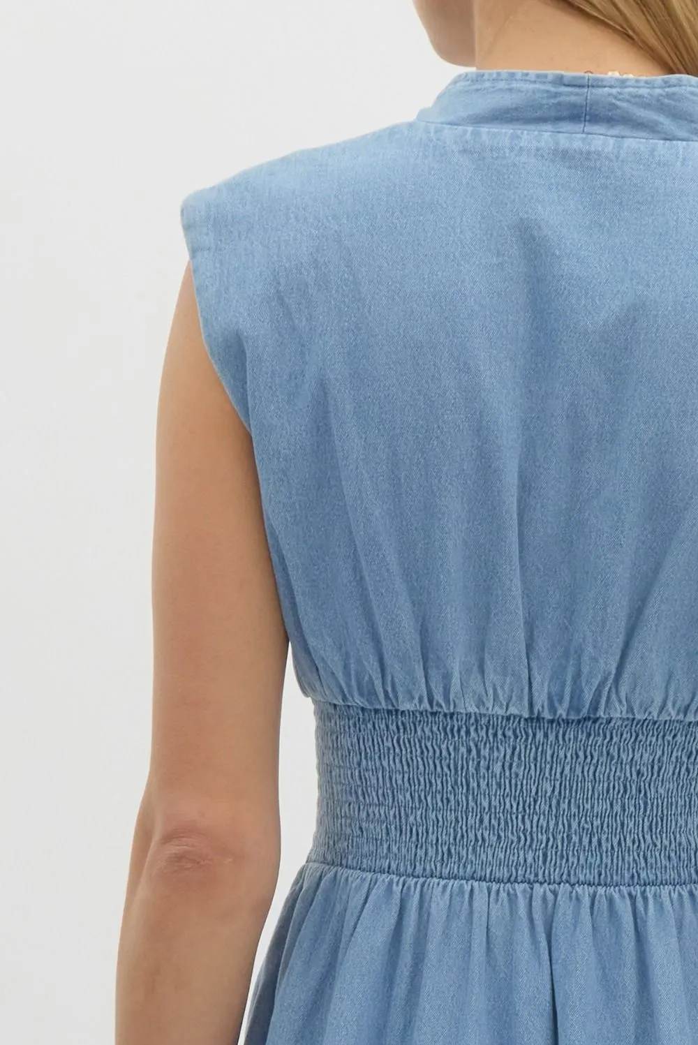 Denim Sleeveless Midi Dress