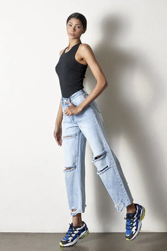Destroyed Straight Jeans