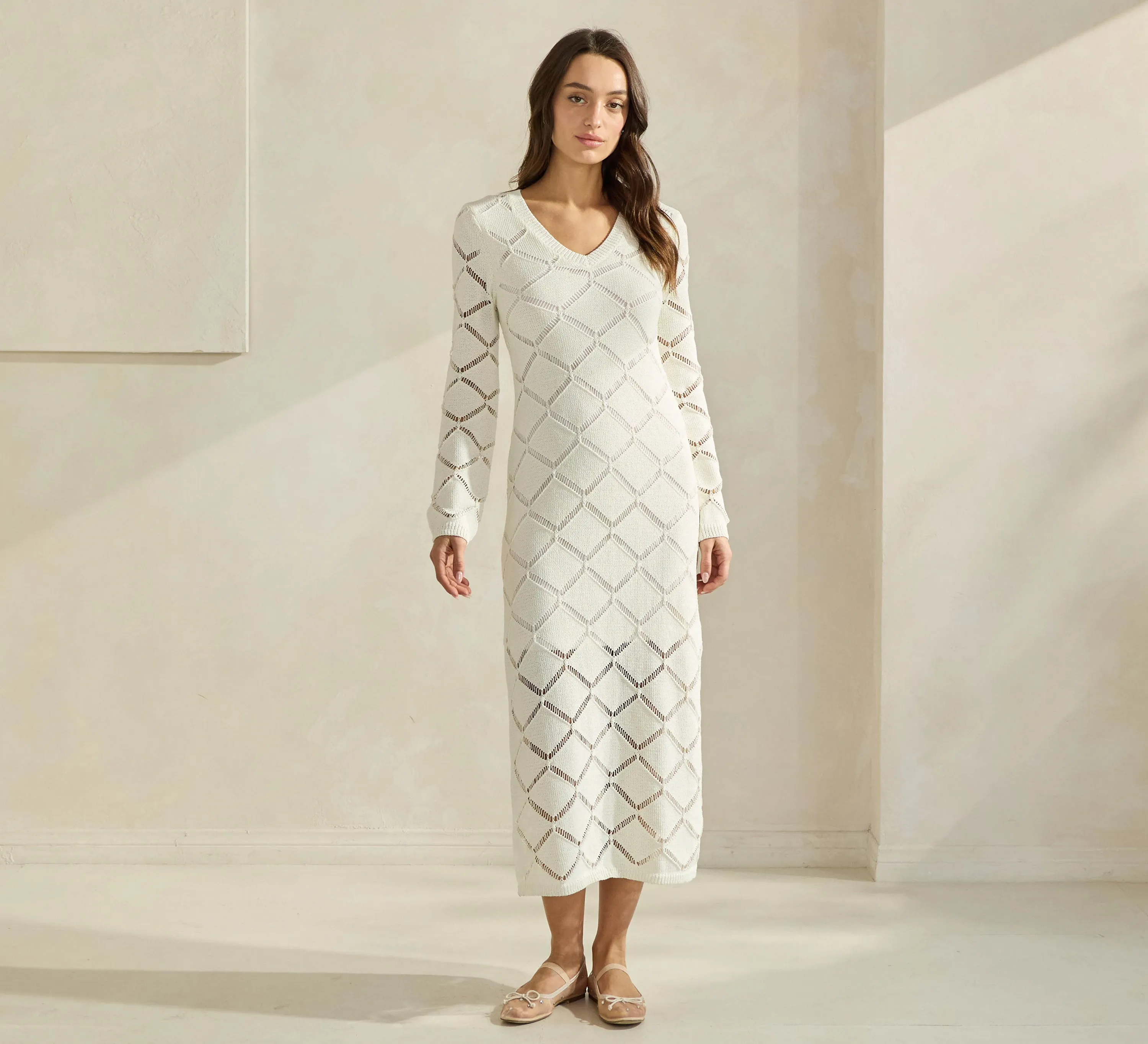 Diamond Openwork Knit Dress