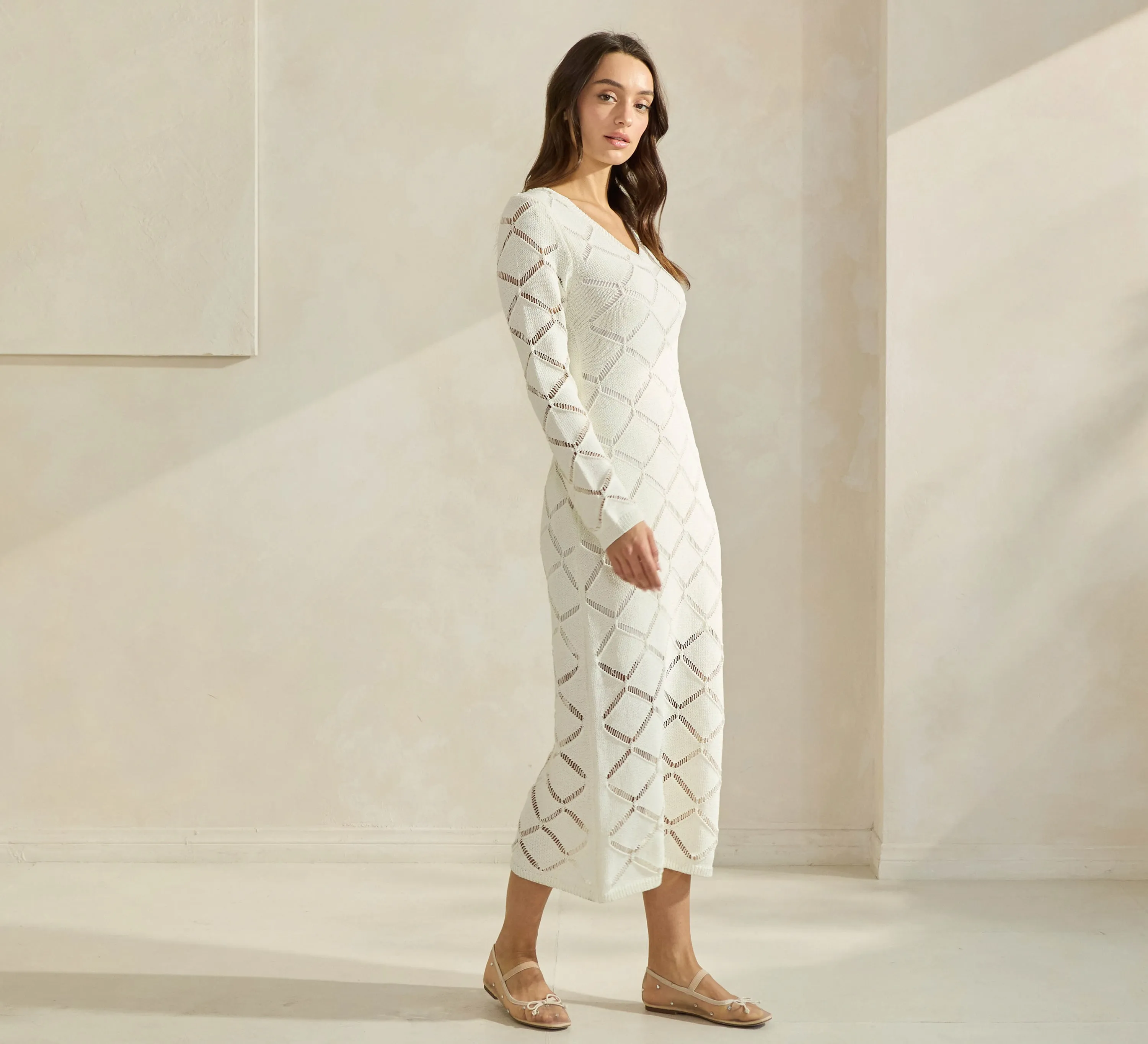 Diamond Openwork Knit Dress