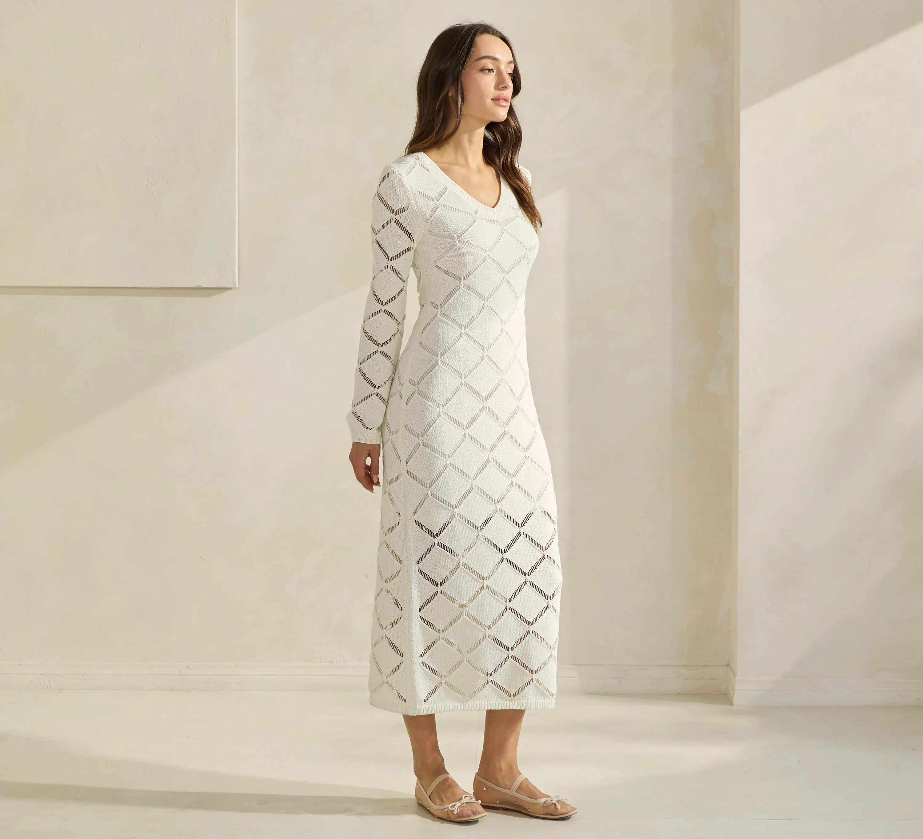 Diamond Openwork Knit Dress
