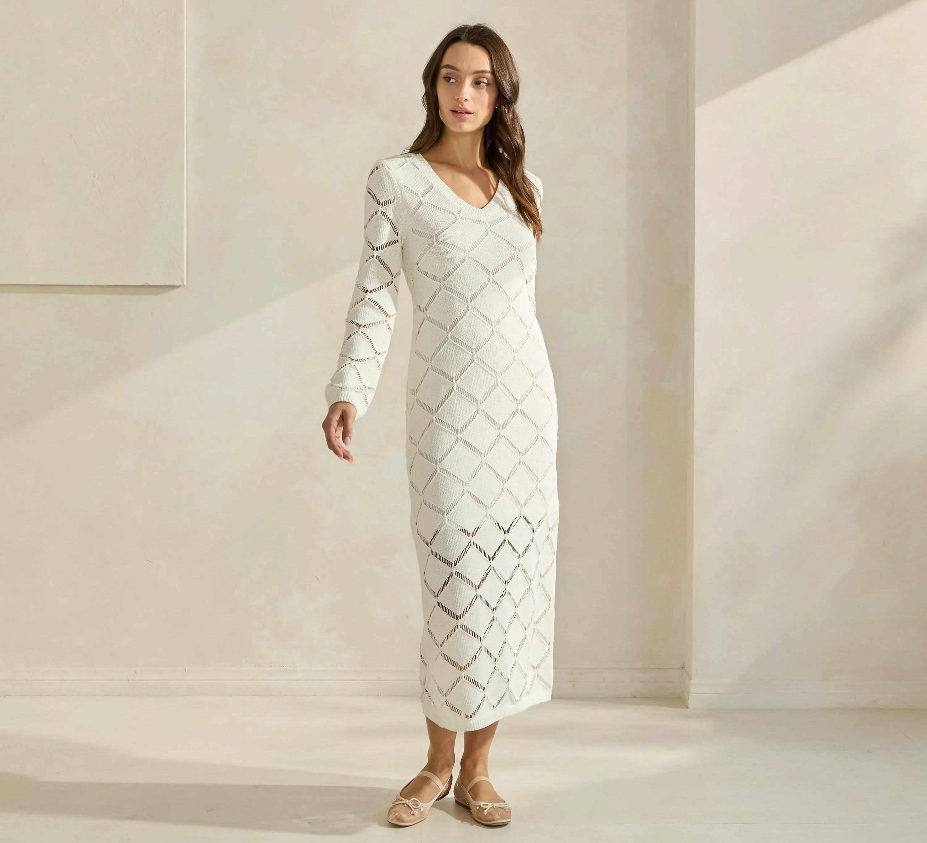 Diamond Openwork Knit Dress