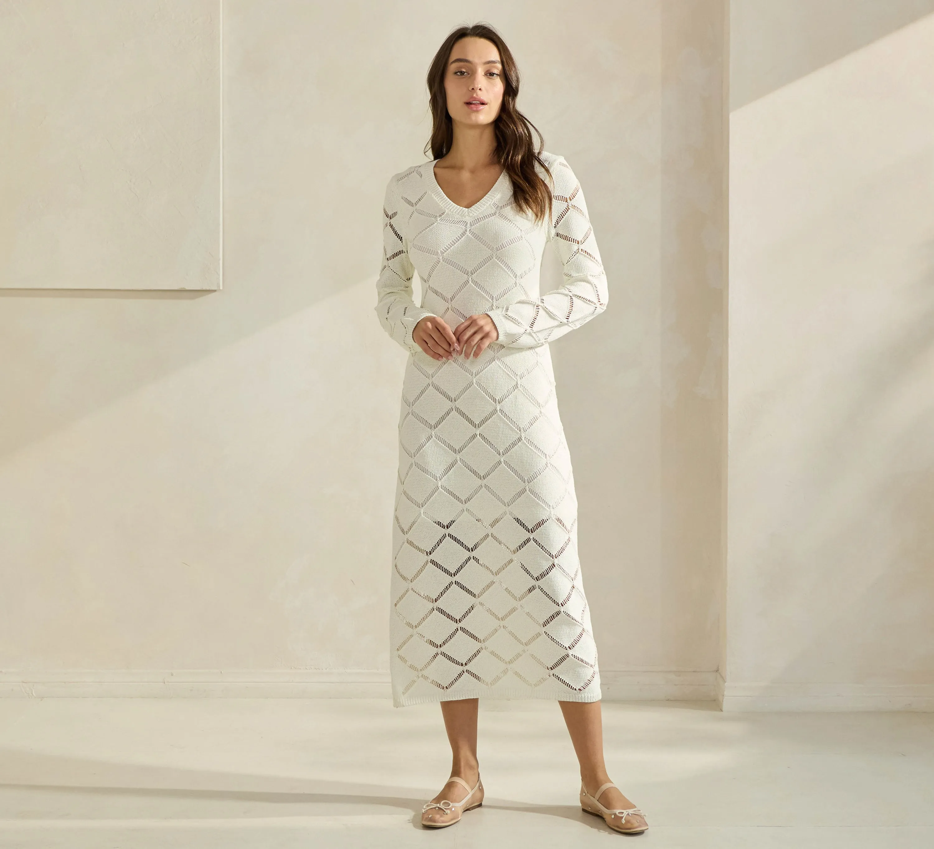 Diamond Openwork Knit Dress