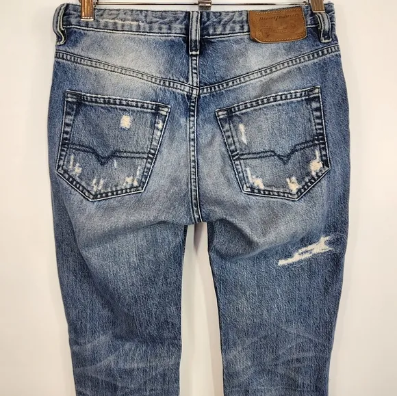 Diesel Rizzo Destroyed Slim Straight Jeans Low Waist Ripped Slouchy 23