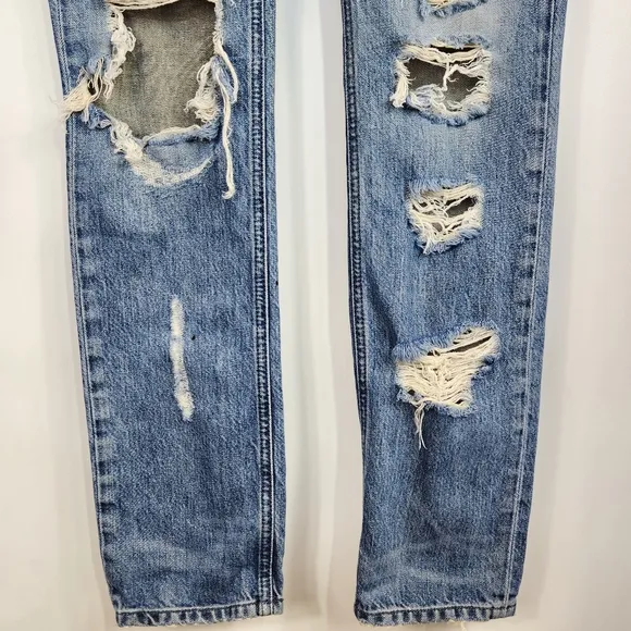 Diesel Rizzo Destroyed Slim Straight Jeans Low Waist Ripped Slouchy 23
