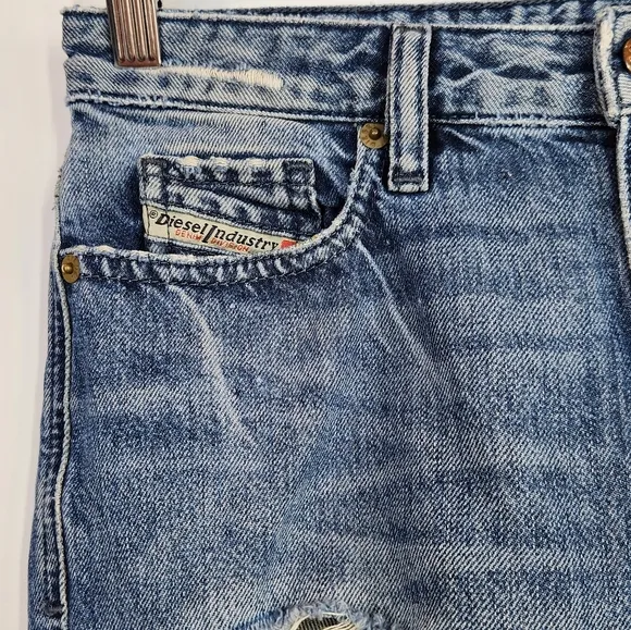 Diesel Rizzo Destroyed Slim Straight Jeans Low Waist Ripped Slouchy 23