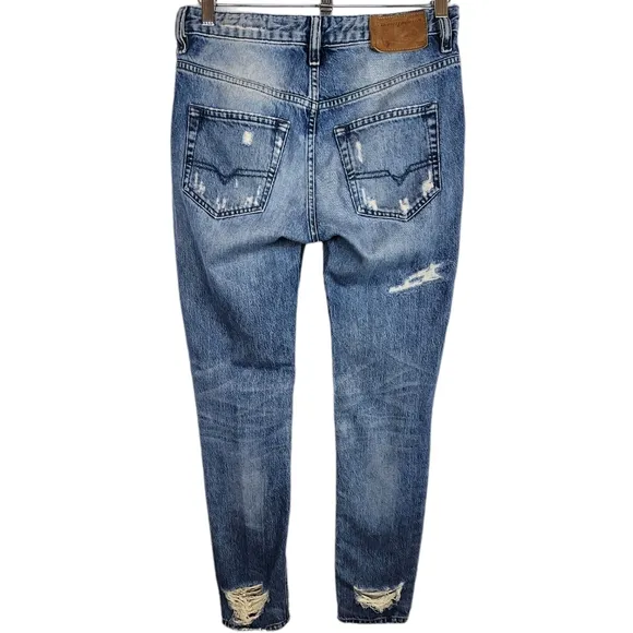 Diesel Rizzo Destroyed Slim Straight Jeans Low Waist Ripped Slouchy 23