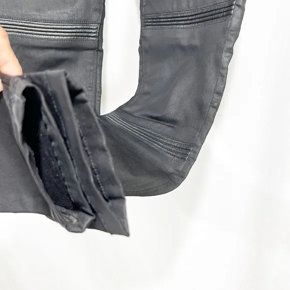 Dl1961 River Moto Skinny Jeans in Toulouse Low Rise Black Lambskin Coated Black