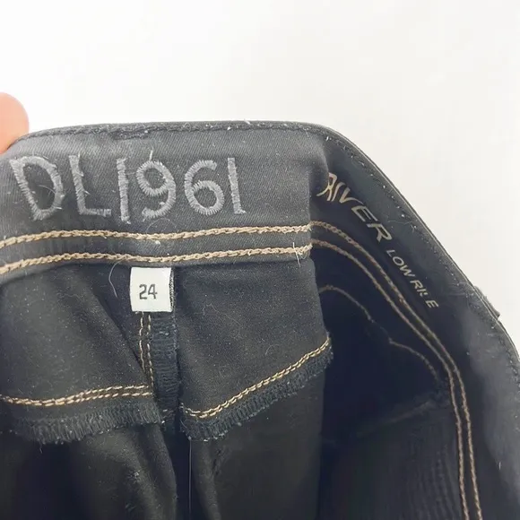 Dl1961 River Moto Skinny Jeans in Toulouse Low Rise Black Lambskin Coated Black