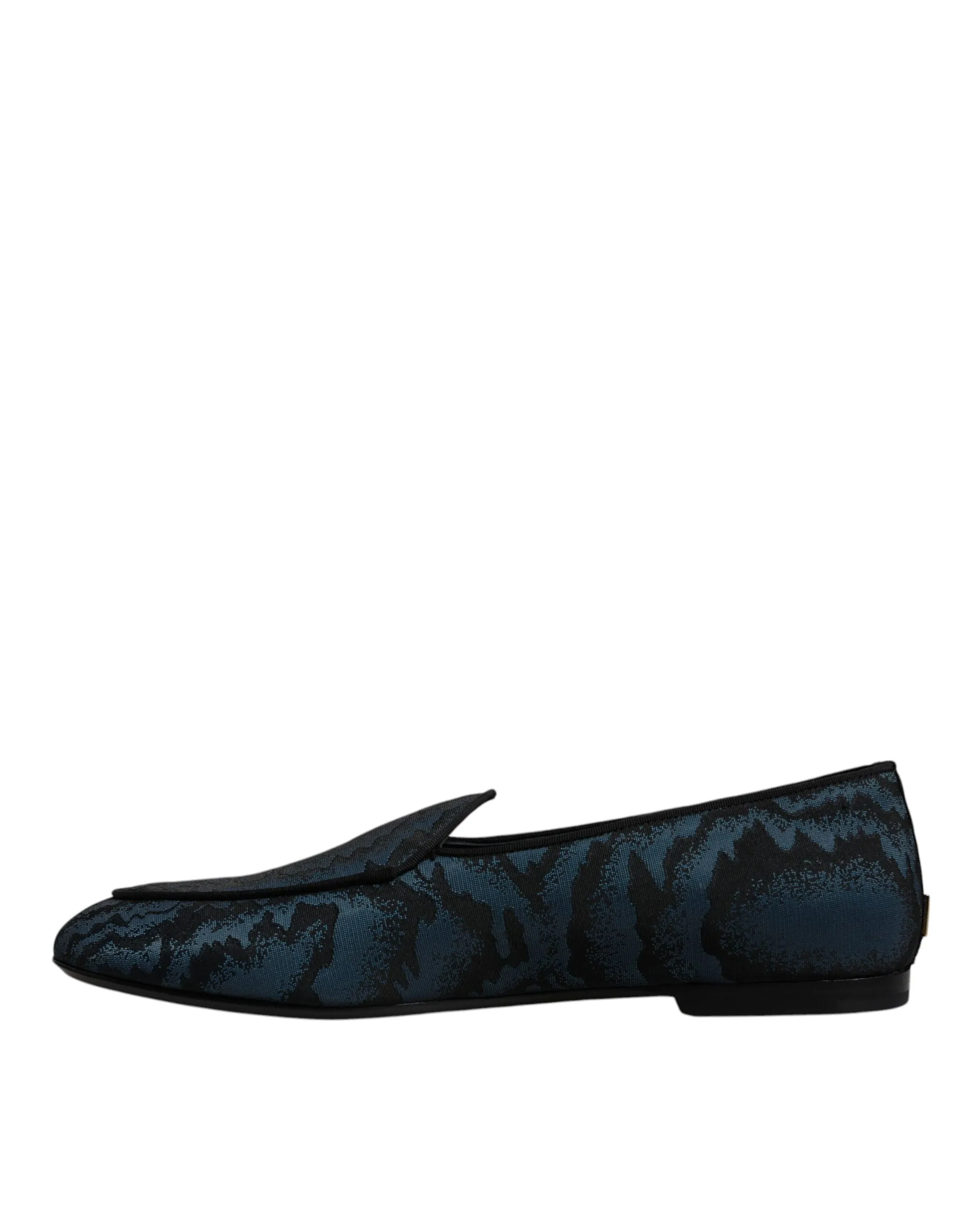 Dolce&Gabbana Men Dark Blue Loafers Polyester Printed Dress Flat Shoes EUR 41.5